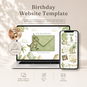 Dinosaur Birthday Invitation Website with RSVP L146