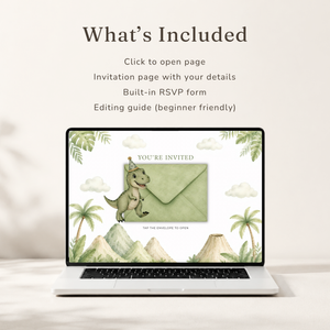 Dinosaur Birthday Invitation Website with RSVP L146