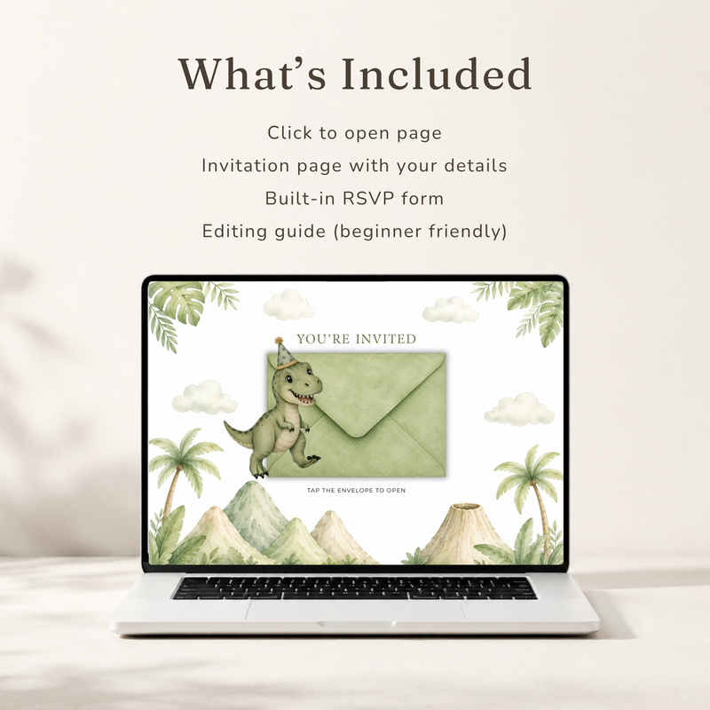Dinosaur Birthday Invitation Website with RSVP L146