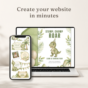 Dinosaur Birthday Invitation Website with RSVP L146