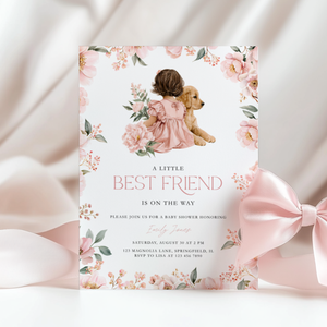 Golden Retriever Dog Baby Shower Invitation for Girl BS291