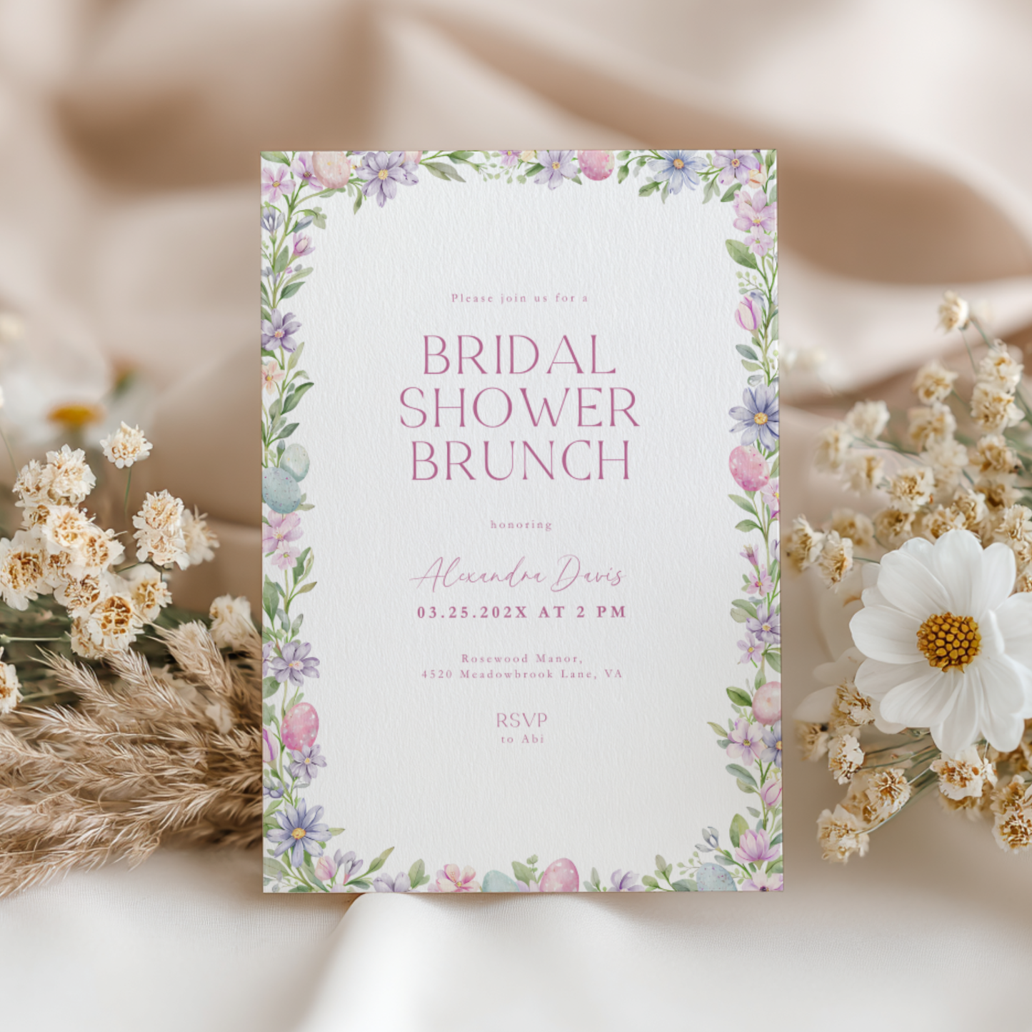 Easter Spring Bridal Shower Brunch Invitation L106