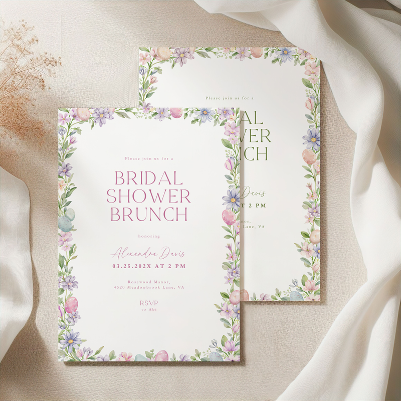 Easter Spring Bridal Shower Brunch Invitation L106