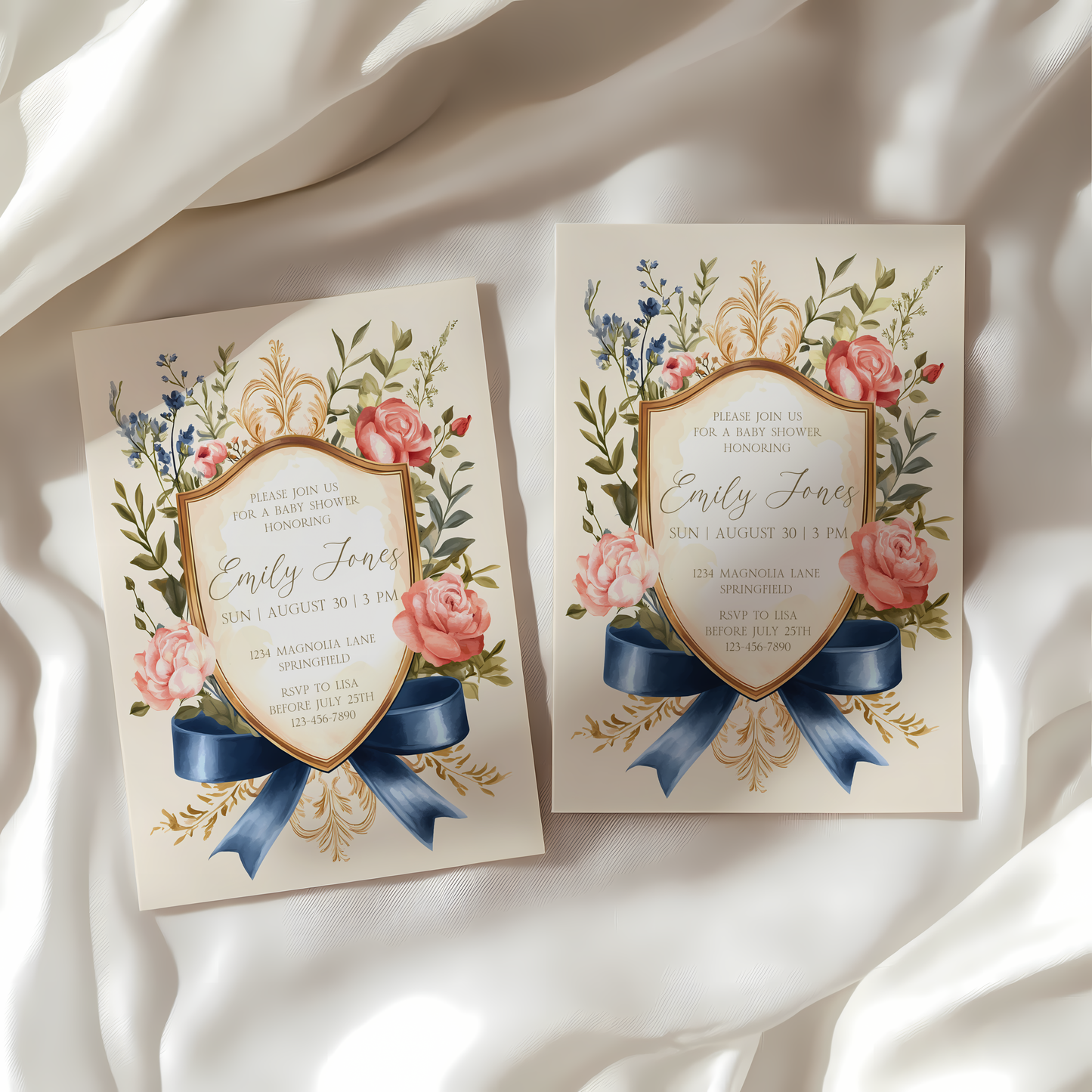 Baby Shower Invitation - Elegant Storybook Royal Garden Party Crest BS133