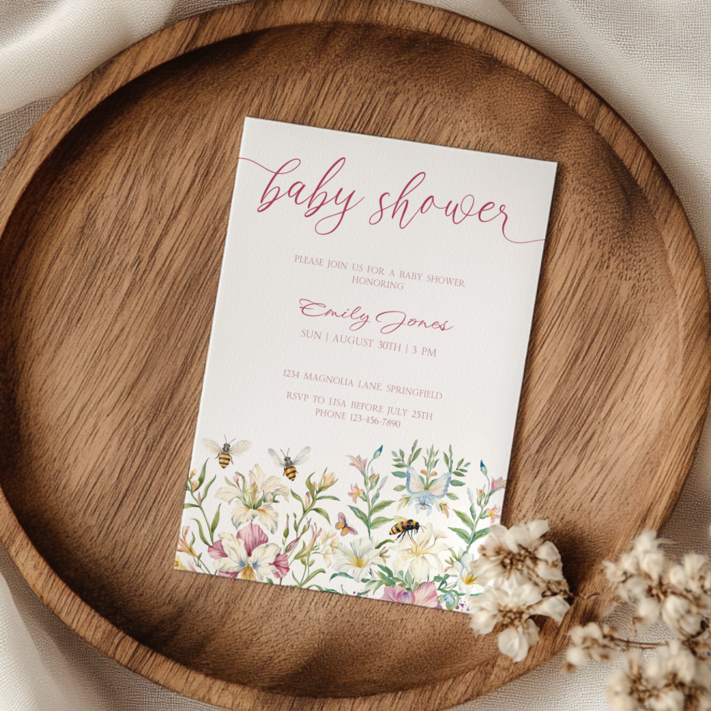 Baby Shower Invitation - Vintage Pastel Floral Elegant Garden Party BS135