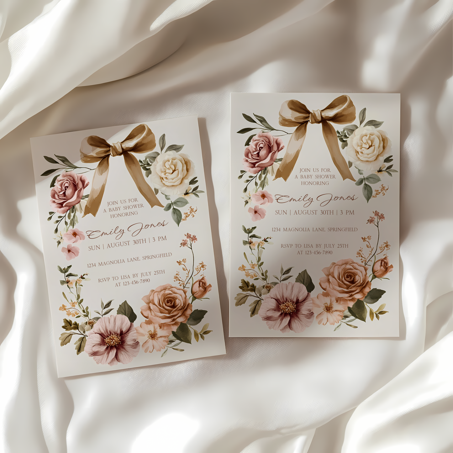 Baby Shower Invitation - Elegant Vintage Floral Blush Gender Neutral BS125