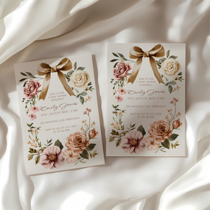 Baby Shower Invitation - Elegant Vintage Floral Blush Gender Neutral BS125