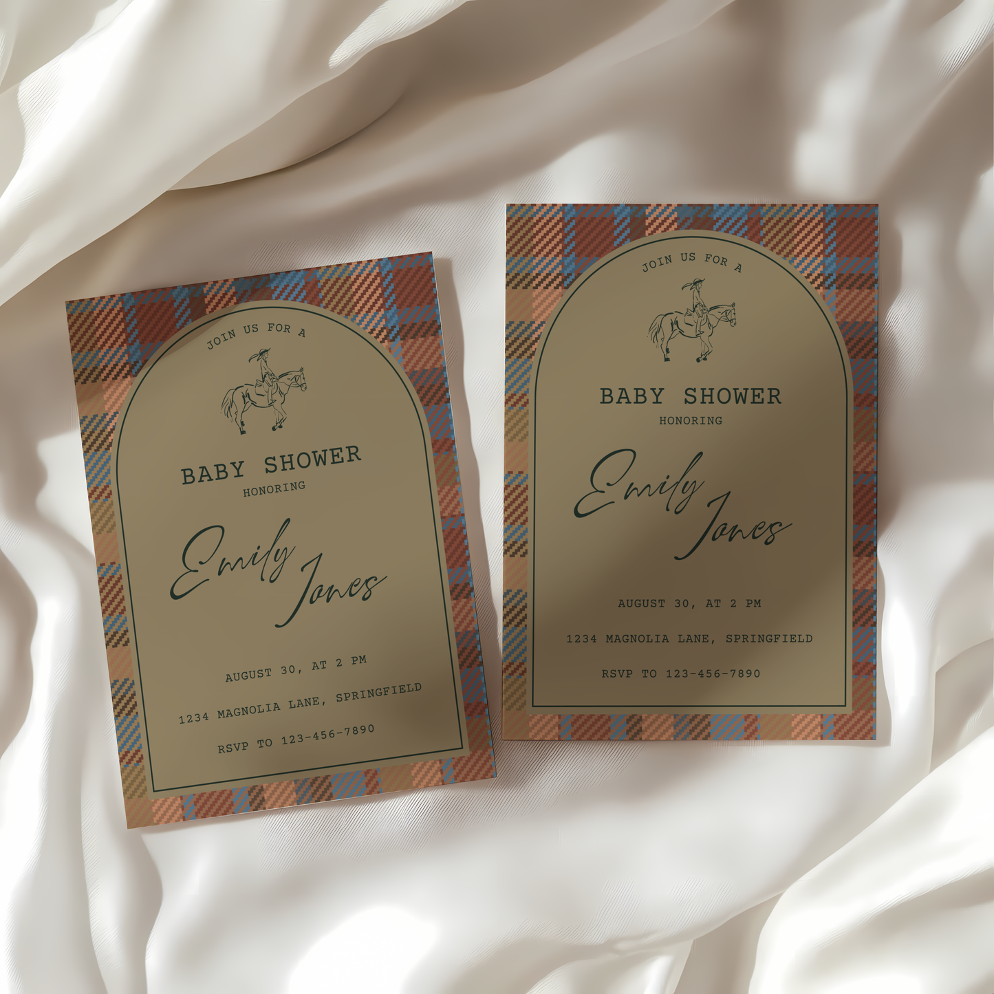 Baby Shower Invitation - Classic Tartan Polo Club Equestrian Theme BS128