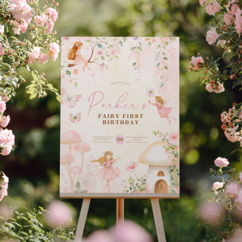 Fairy First Birthday Party Welcome Sign L77