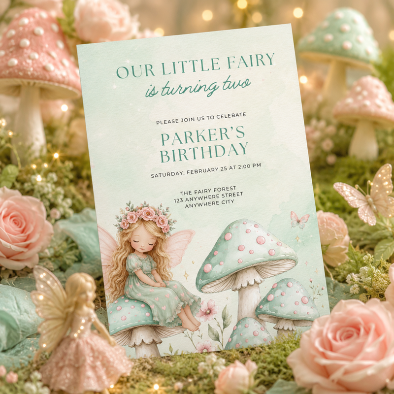 Woodland Fairy Birthday Invitation Template L155