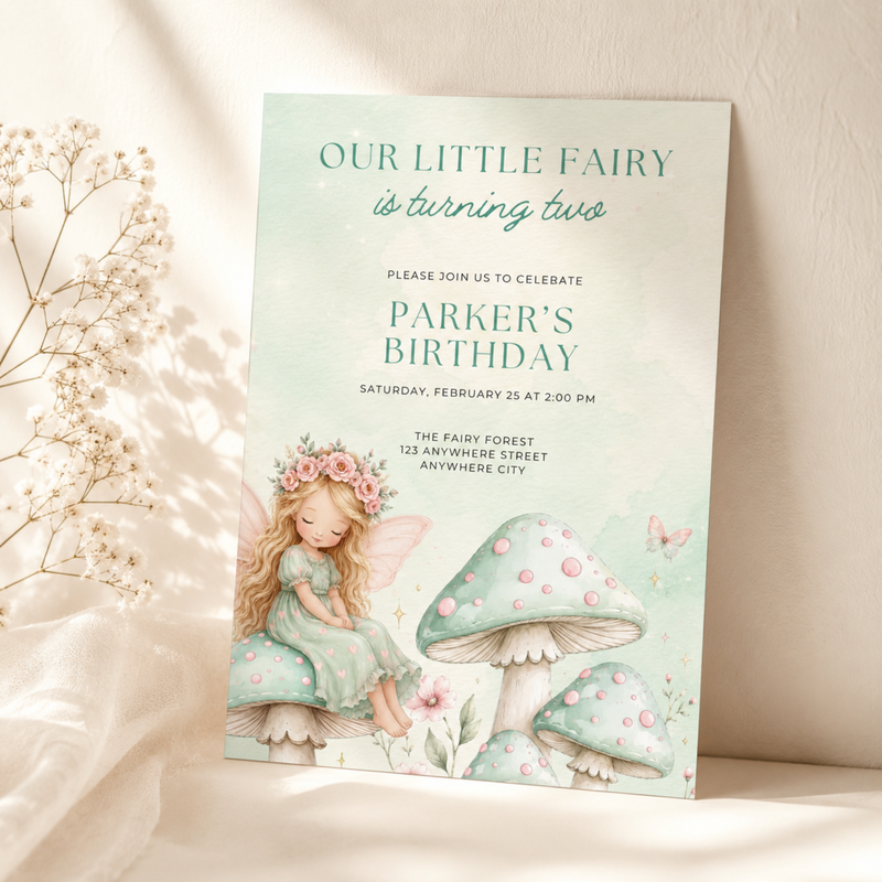 Woodland Fairy Birthday Invitation Template L155