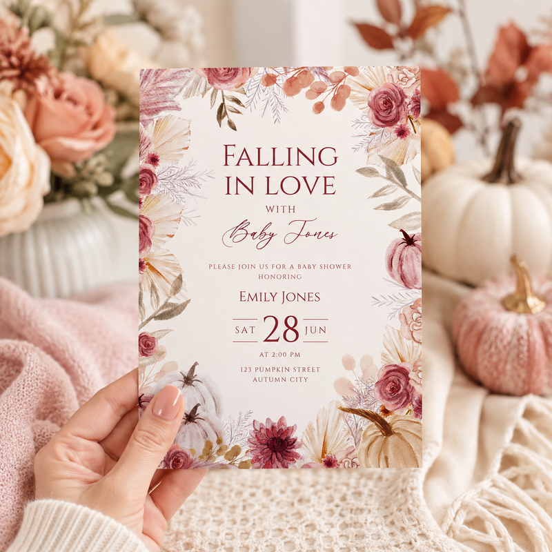 Falling in Love Baby Shower Invitation Fall Theme BS321