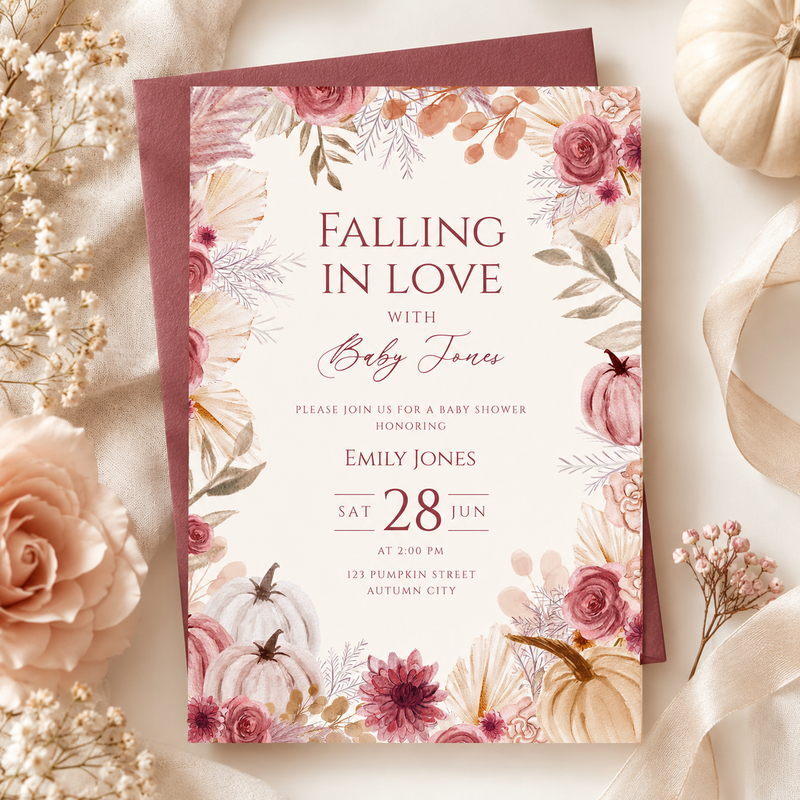 Falling in Love Baby Shower Invitation Fall Theme BS321