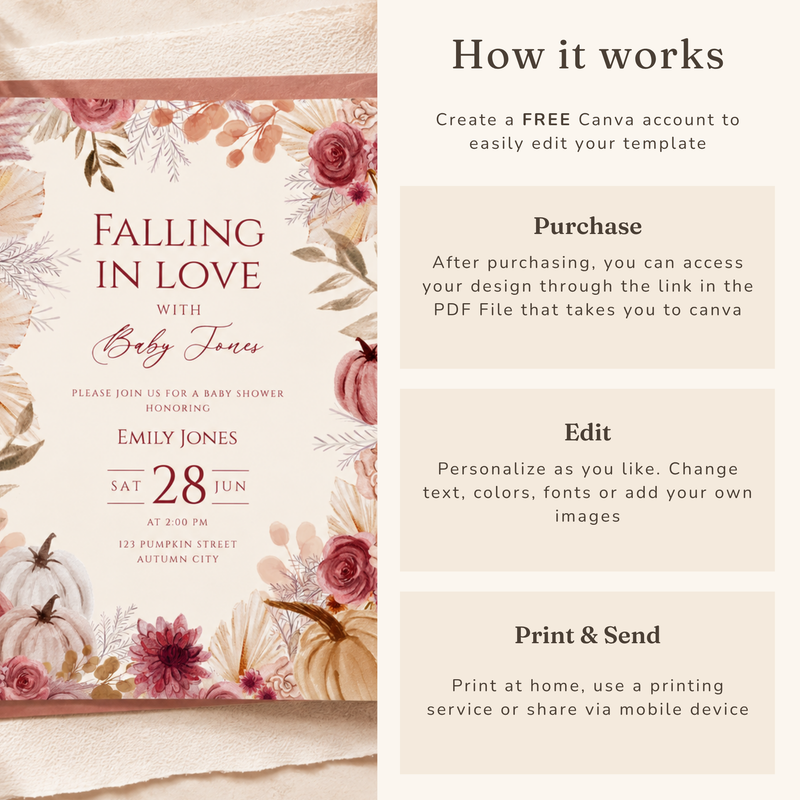 Falling in Love Baby Shower Invitation Fall Theme BS321