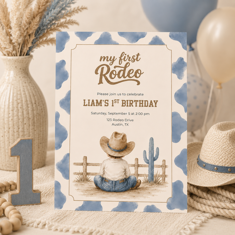 My First Rodeo Boy Birthday Invitation L140