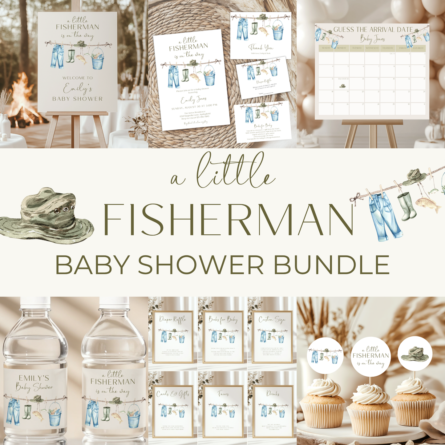 Baby Shower Mega Bundle - Little Fisherman Reel Fishing Outdoors Hunting BS160