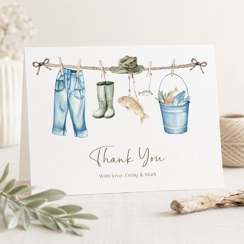 Little Fisherman Baby Shower Invitation Bundle BS160