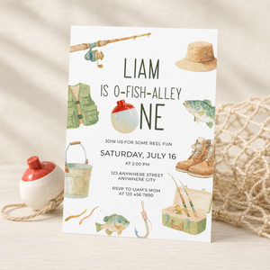 O-Fish-Alley One Birthday Invitation Template L153