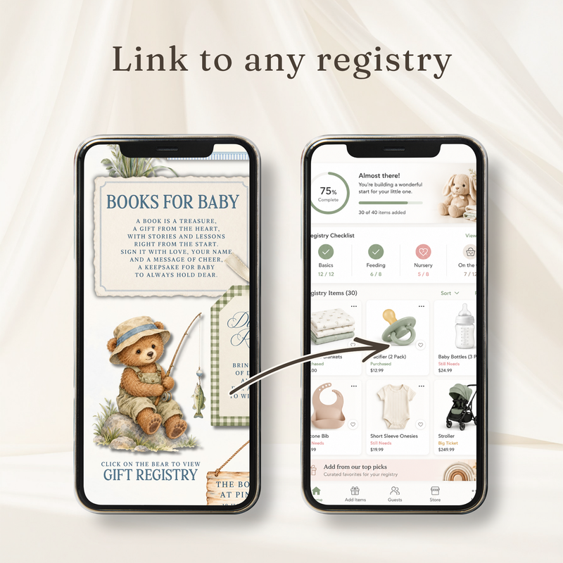 Little Fisherman Baby Shower Website Invitation with RSVP BS346