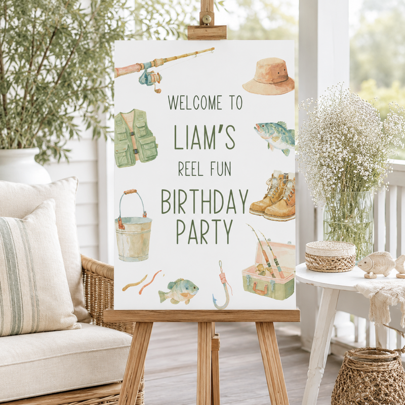 Fishing Birthday Welcome Sign Template L153