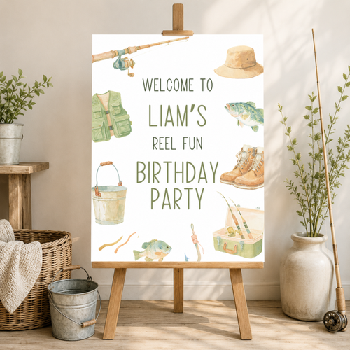 Fishing Birthday Welcome Sign Template L153