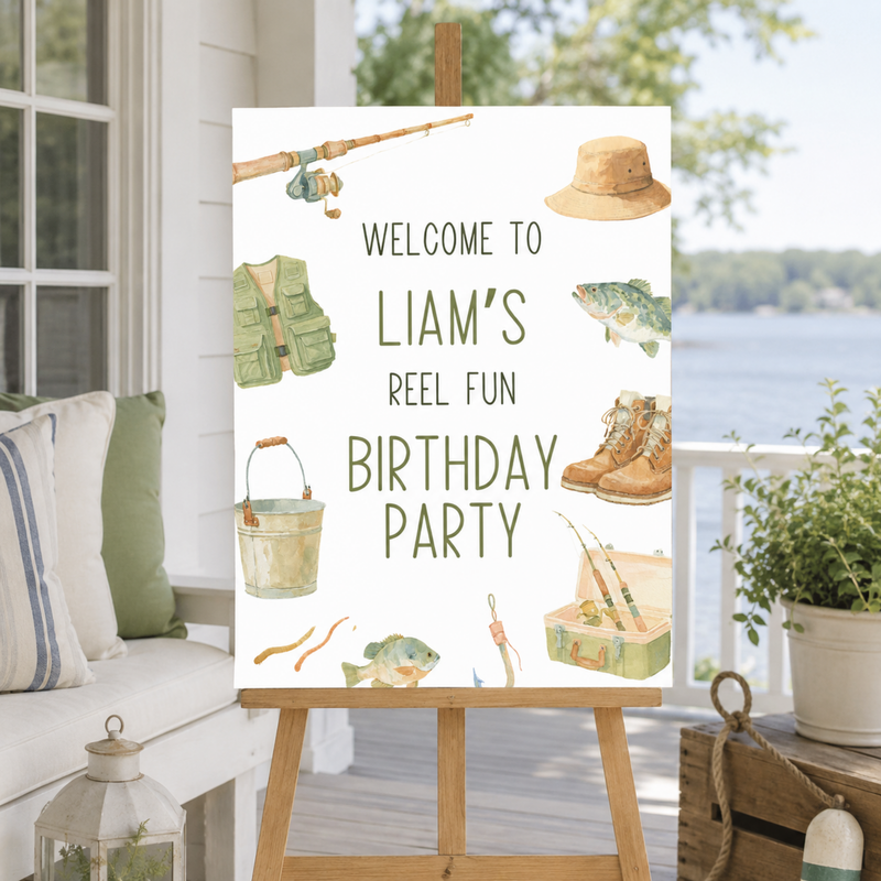 Fishing Birthday Welcome Sign Template L153