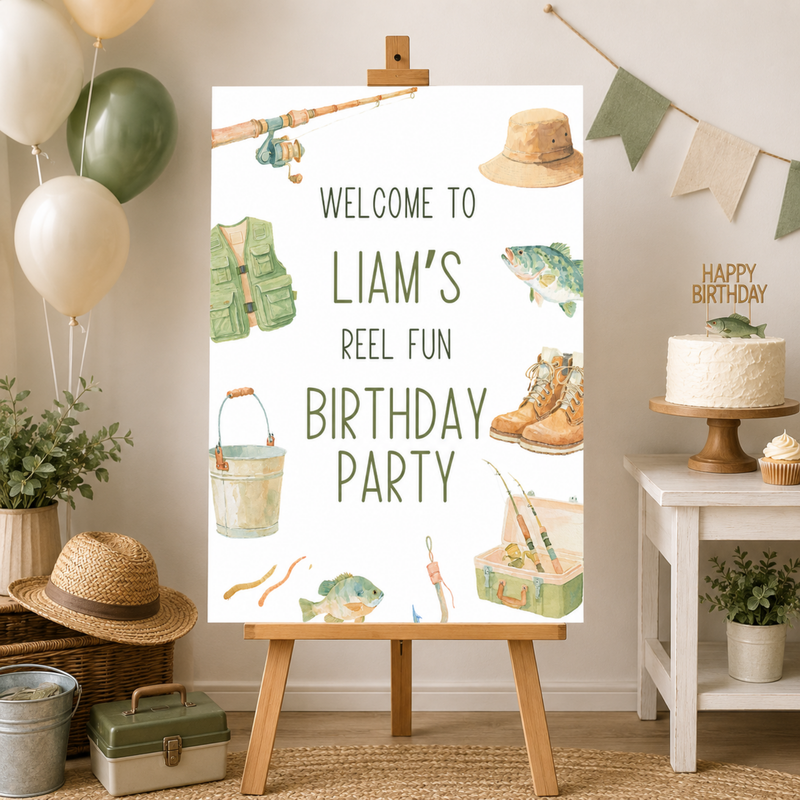 Fishing Birthday Welcome Sign Template L153