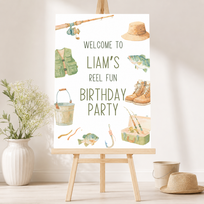 Fishing Birthday Welcome Sign Template L153