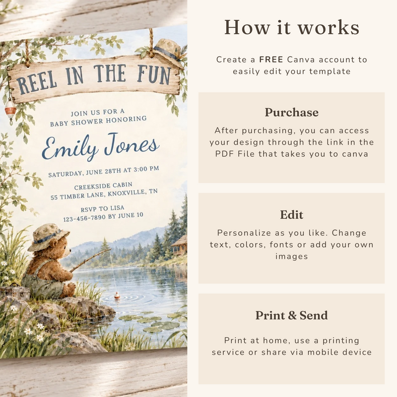 Fishing Bear Baby Shower Invitation – Reel in the Fun BS346