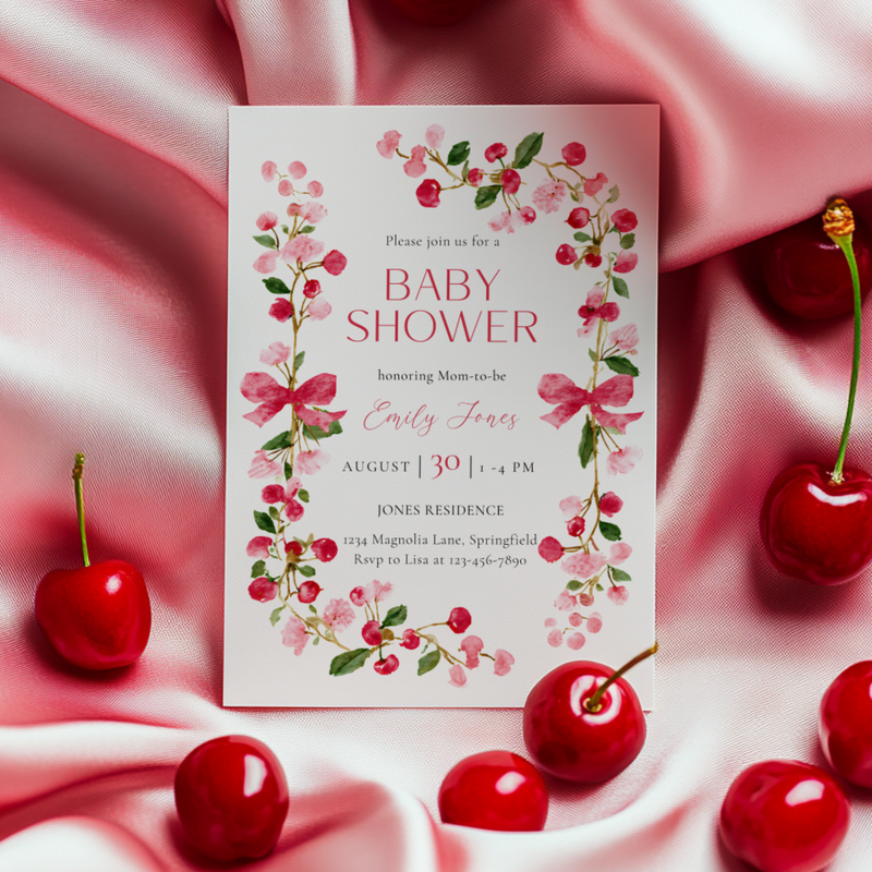 Baby Shower Invitation - Watercolor Floral Baby In Bloom Girl BS168