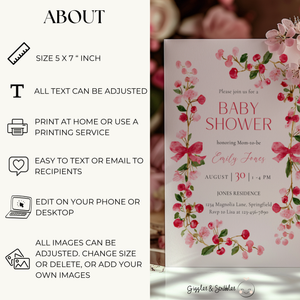 Baby Shower Invitation - Watercolor Floral Baby In Bloom Girl BS168