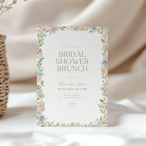 Easter Floral Spring Bridal Shower Brunch Invitation L106