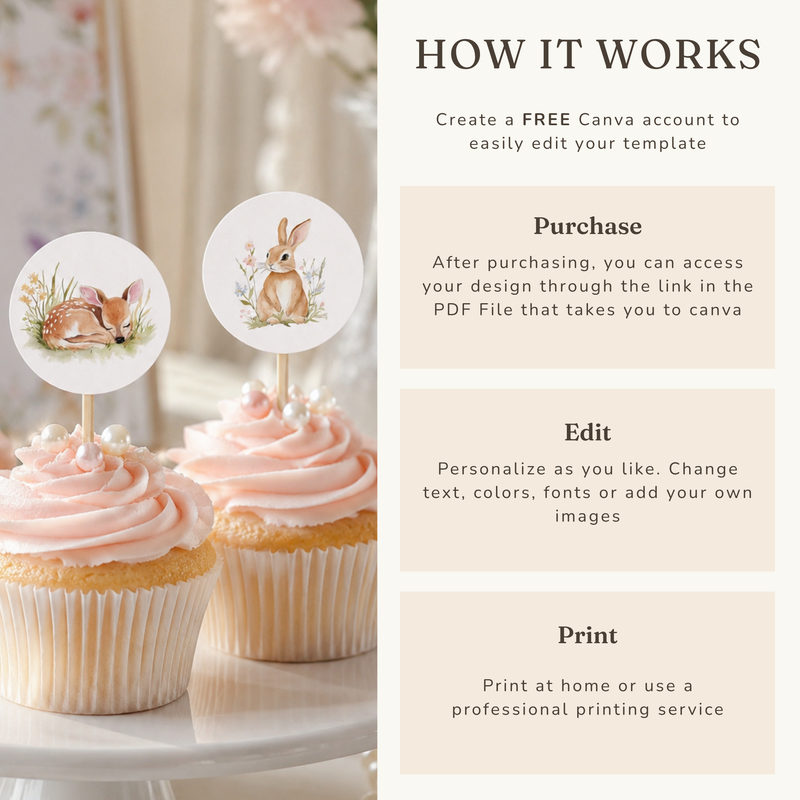 Floral Woodland Baby Shower Bundle with Deer and Bunny BS188