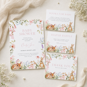 Floral Woodland Baby Shower Bundle with Deer and Bunny BS188