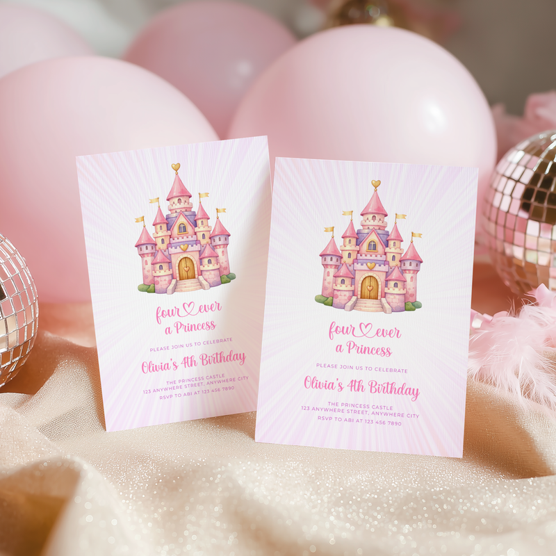 Four Ever a Princess 4th Birthday Invitation L117
