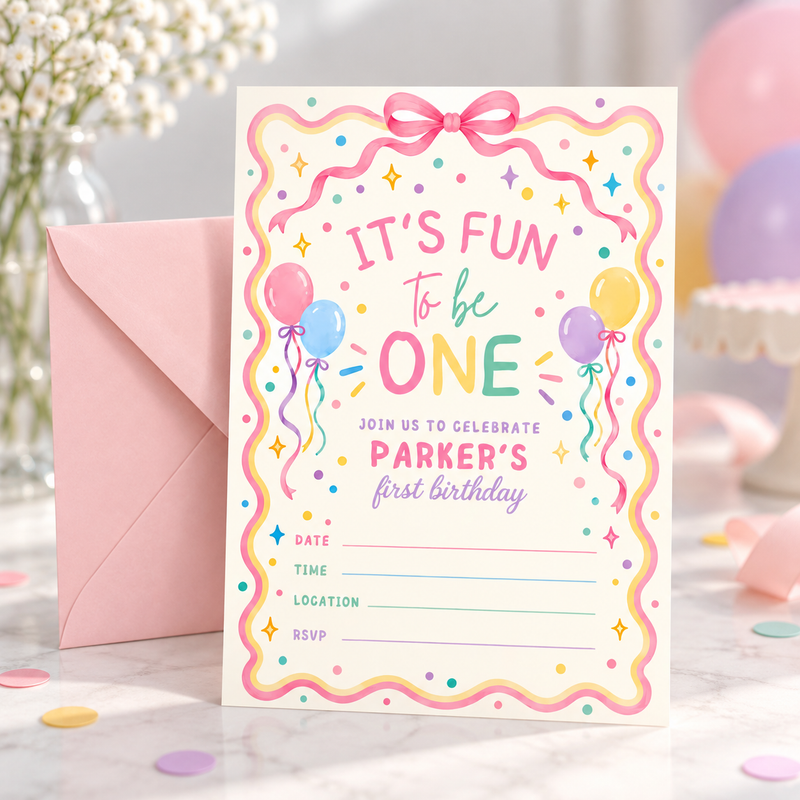 It's Fun To Be One First Birthday Invitation L190