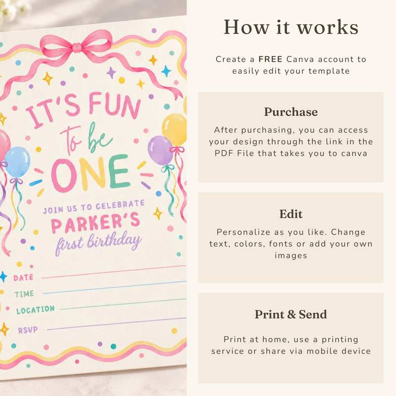 It's Fun To Be One First Birthday Invitation L190