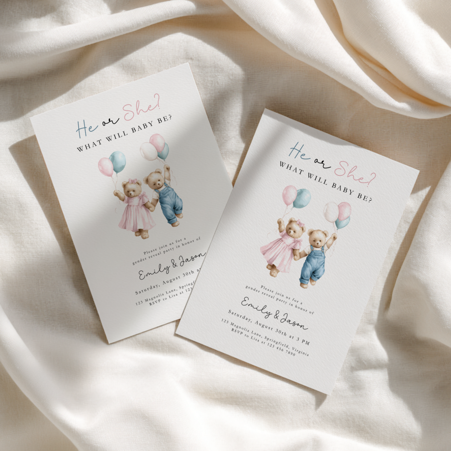 We Can Bearly Wait Gender Reveal Invitation BS280