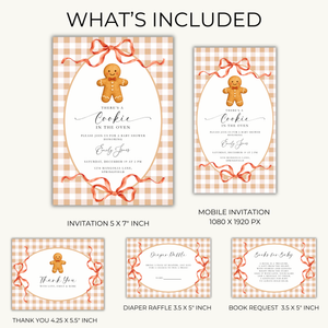 Gingerbread Cookie Christmas Baby Shower Invitation Bundle BS267