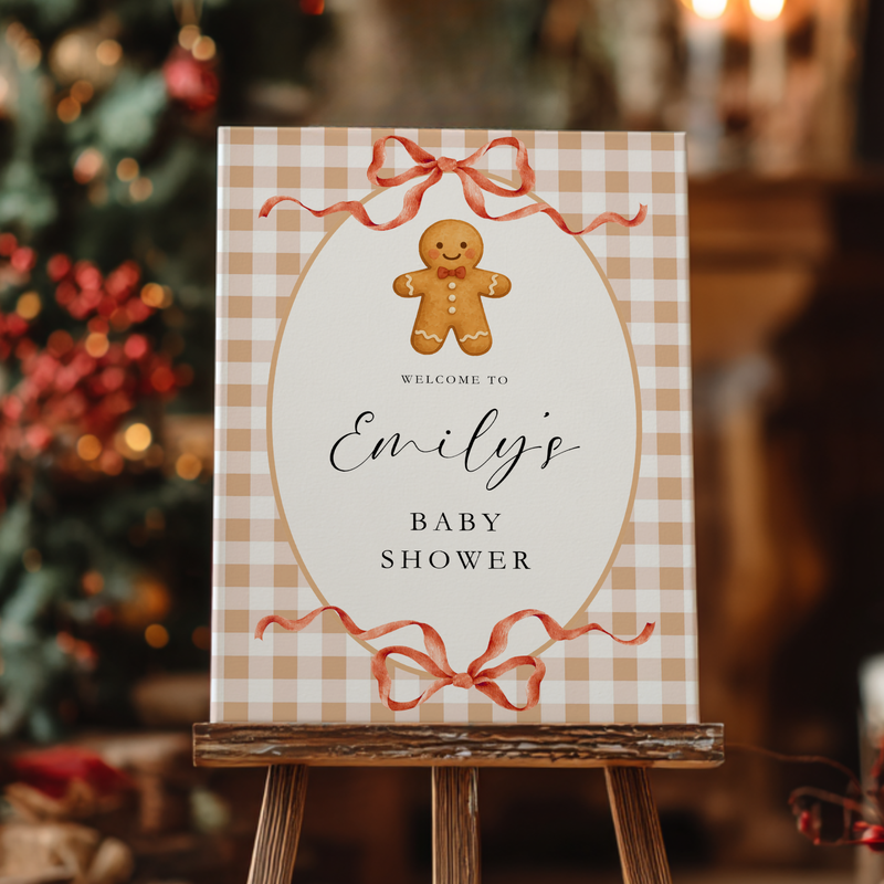 Christmas Gingerbread Cookie Baby Shower Welcome Sign BS267