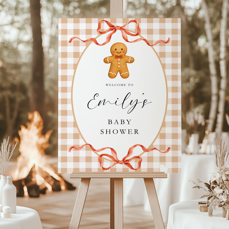 Christmas Gingerbread Cookie Baby Shower Welcome Sign BS267