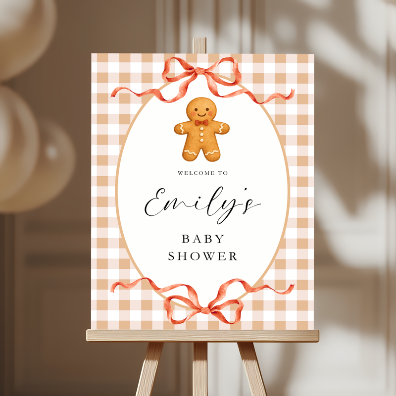 Christmas Gingerbread Cookie Baby Shower Welcome Sign BS267