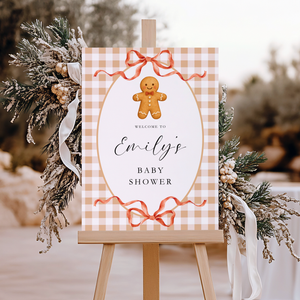 Christmas Gingerbread Cookie Baby Shower Welcome Sign BS267