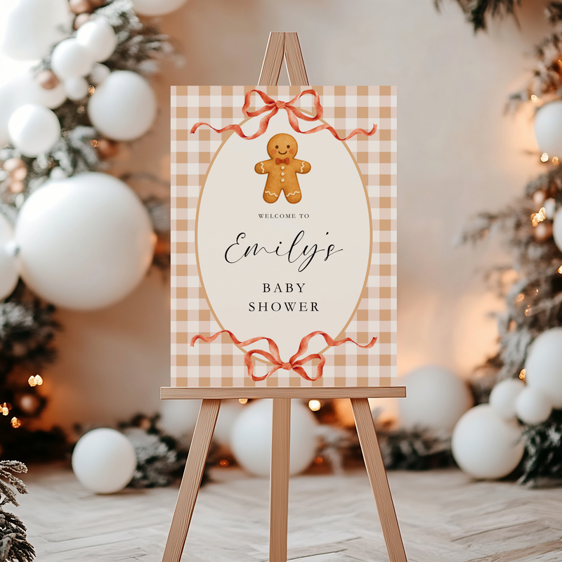Christmas Gingerbread Cookie Baby Shower Welcome Sign BS267