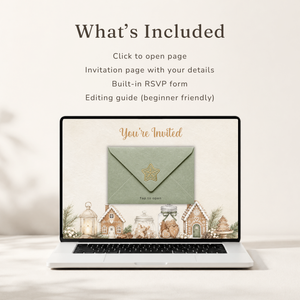 Sage Green Gingerbread Baby Shower Website Invitation with RSVP BS330