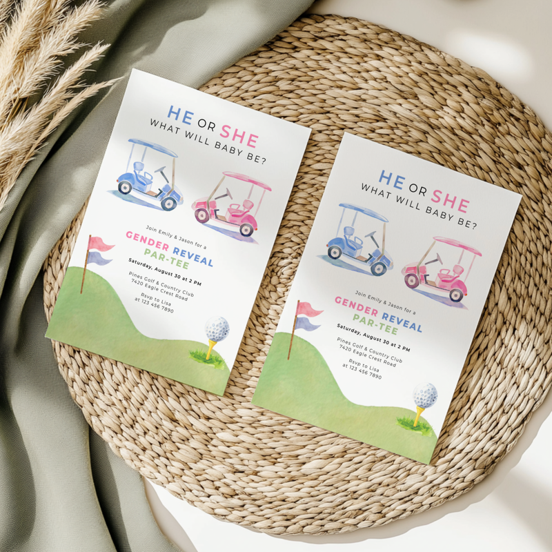 Golf Gender Reveal Par-Tee Invitation BS282