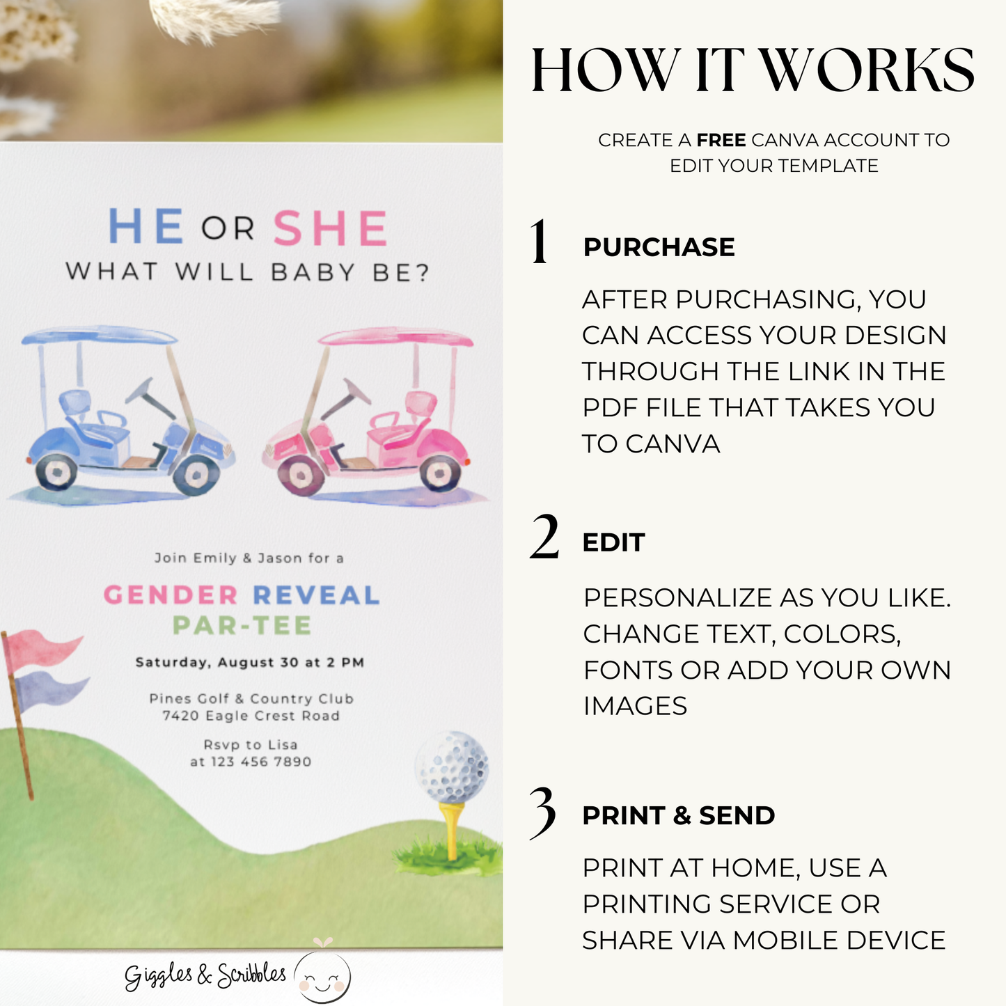 Golf Gender Reveal Par-Tee Invitation BS282