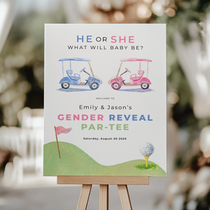 Golf Gender Reveal Par-Tee Welcome Sign BS282