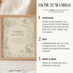 Green Woodland Baby Shower Table Signs Bundle BS255