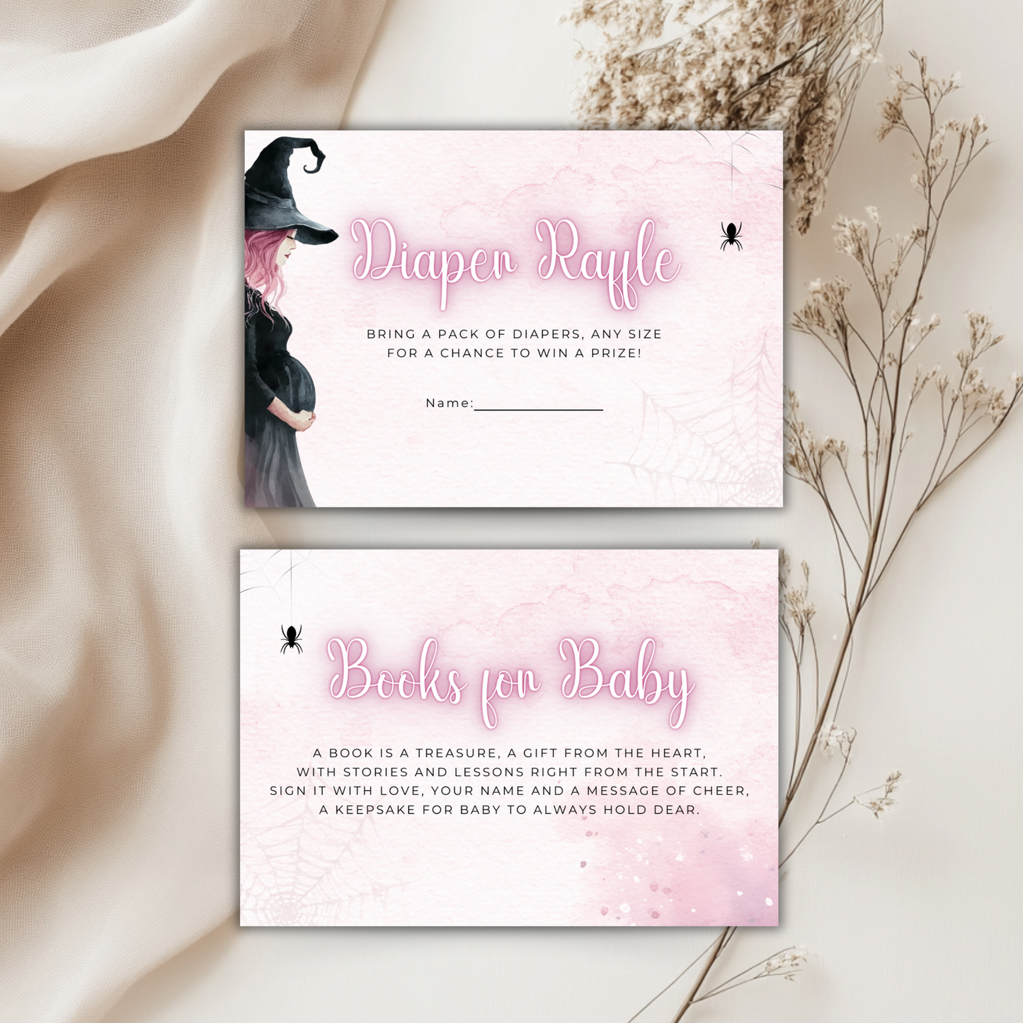 Baby Shower Invitation Bundle - Pink Halloween A Baby Is Brewing BS200